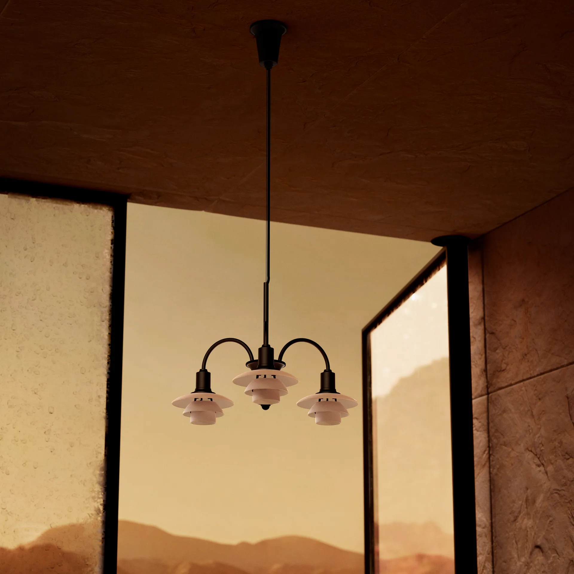 PH 1/1 Chandelier Centenary Edition ljuskrona, Brass-dusty terracotta, 3 armar Louis Poulsen