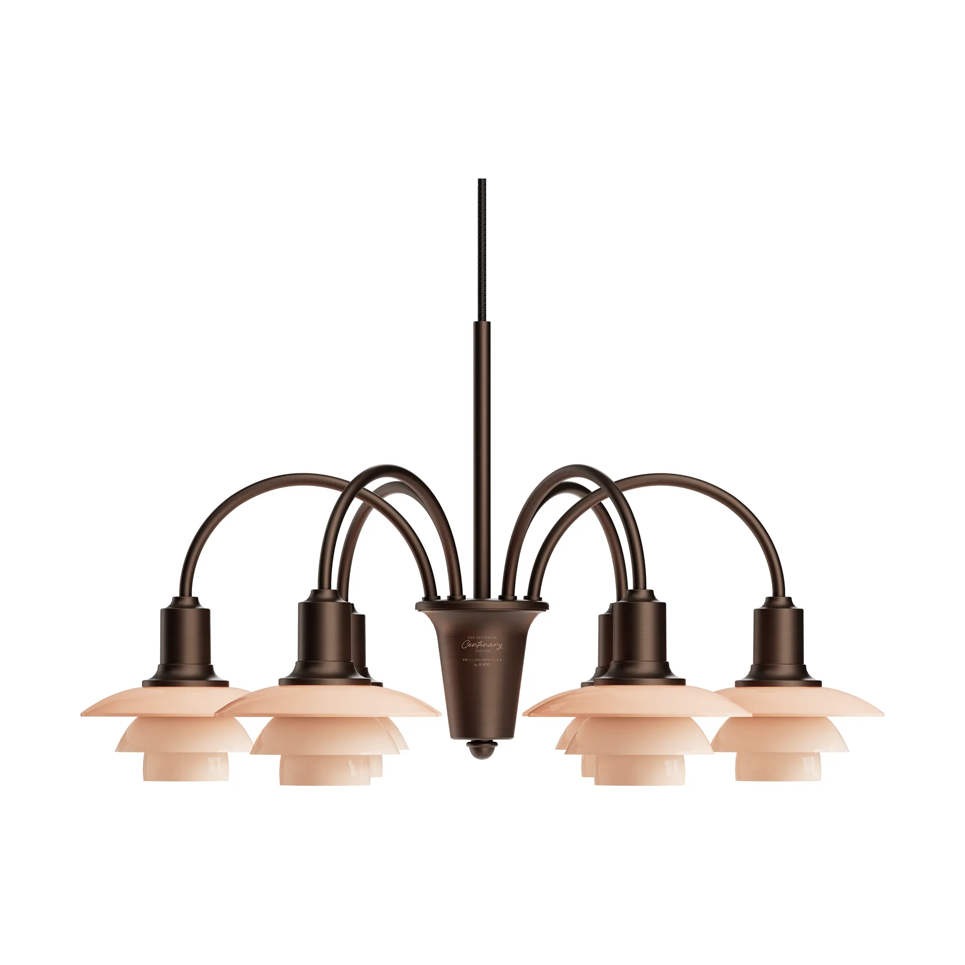 PH 1/1 Chandelier Centenary Edition ljuskrona, Brass-dusty terracotta, 6 armar Louis Poulsen