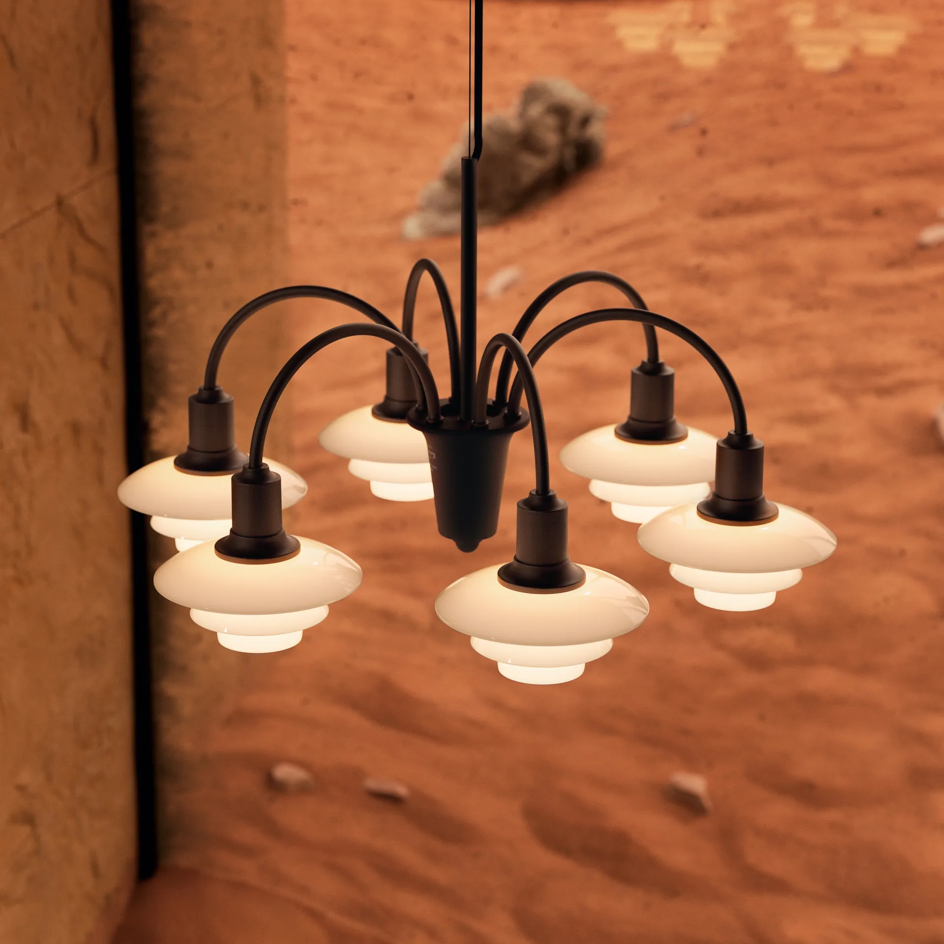 PH 1/1 Chandelier Centenary Edition ljuskrona, Brass-dusty terracotta, 6 armar Louis Poulsen