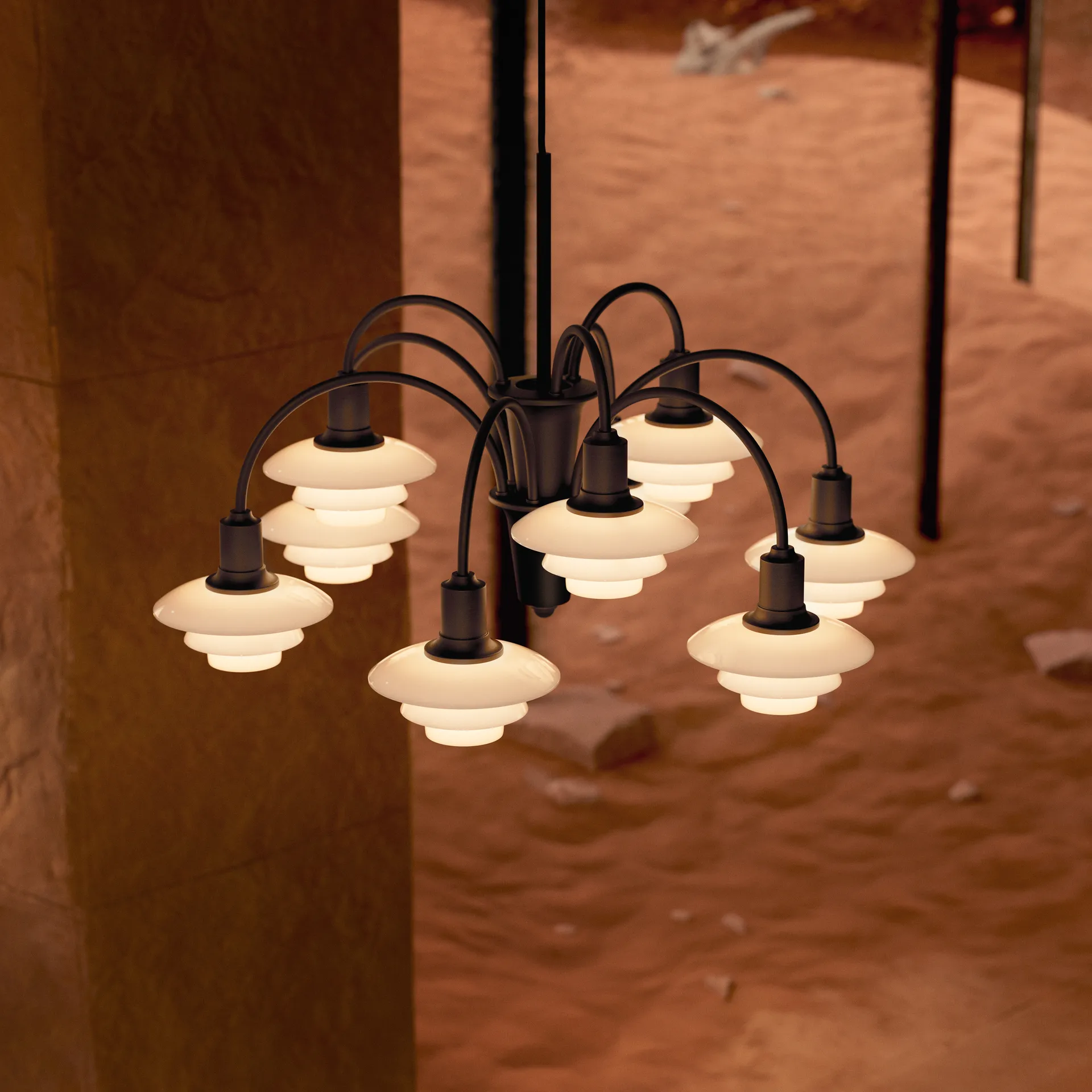 PH 1/1 Chandelier Centenary Edition ljuskrona, Brass-dusty terracotta, 9 armar Louis Poulsen