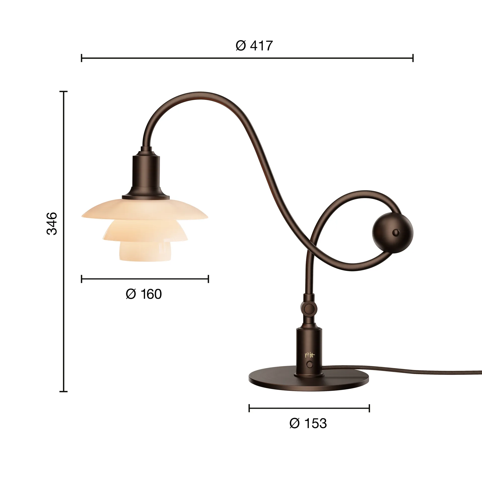 PH 1/1 Piano bordslampa, Dusty terracotta Louis Poulsen