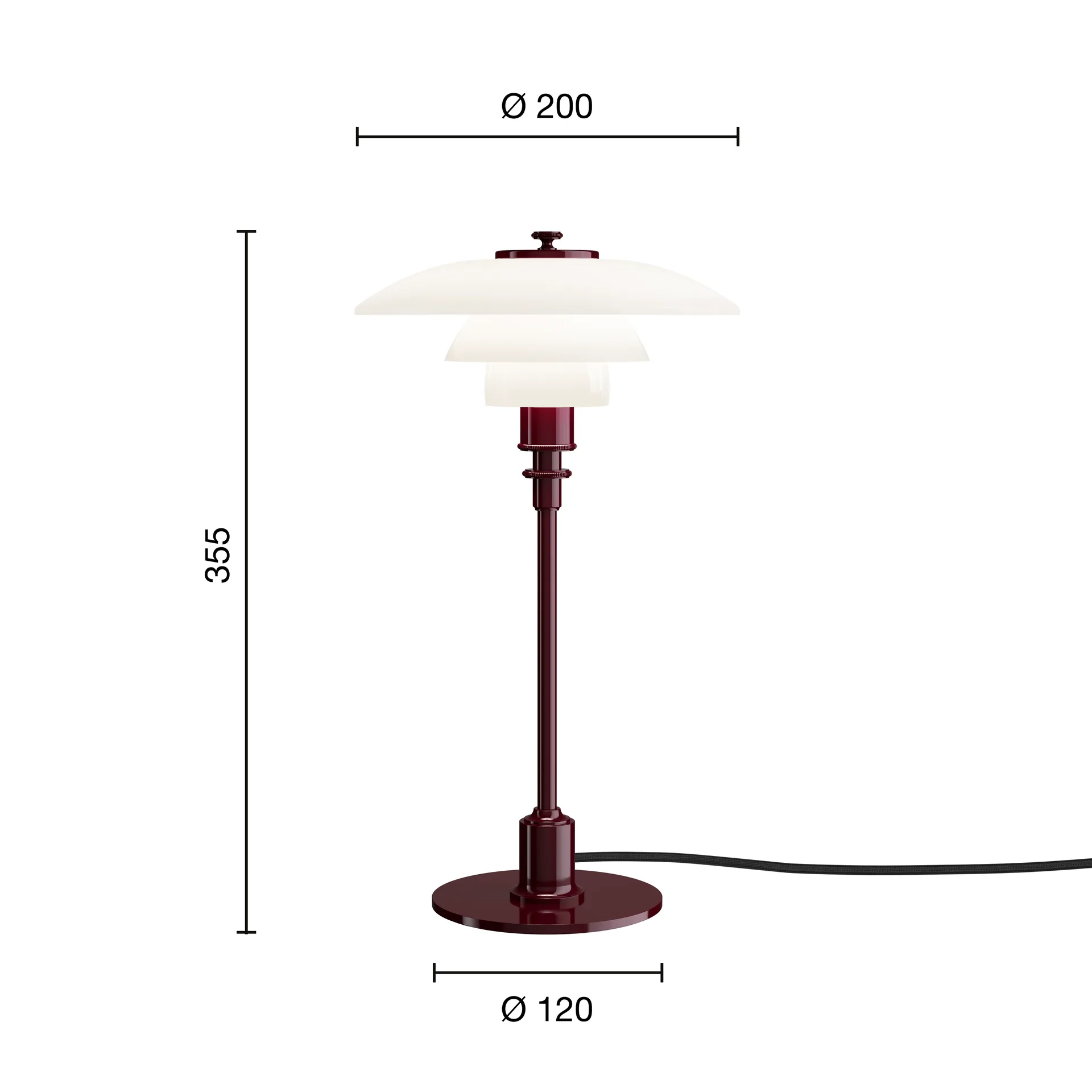 PH 2/1 bordslampa, Glossy burgundy Louis Poulsen