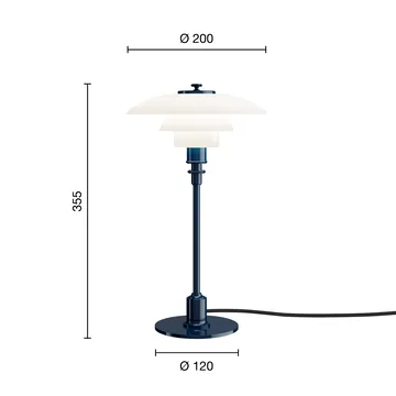 PH 2/1 bordslampa - Glossy deep blue - Louis Poulsen