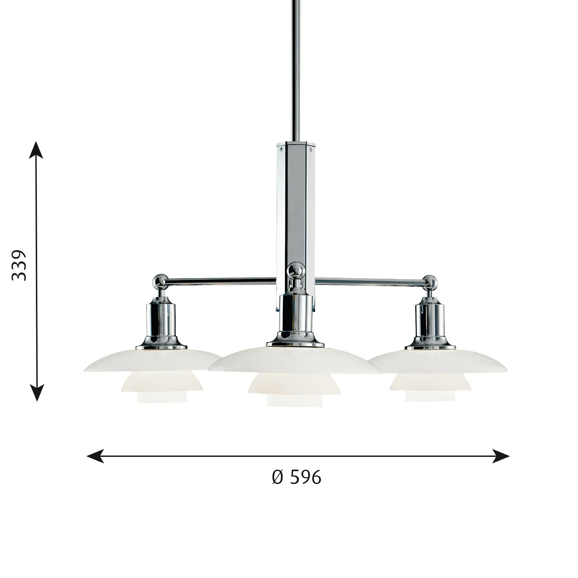 PH 2/1 ljuskrona, Förkromad högglans Louis Poulsen