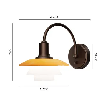 PH 2/2 Centenary Edition vägglampa - Amber-opal white, fast installation - Louis Poulsen