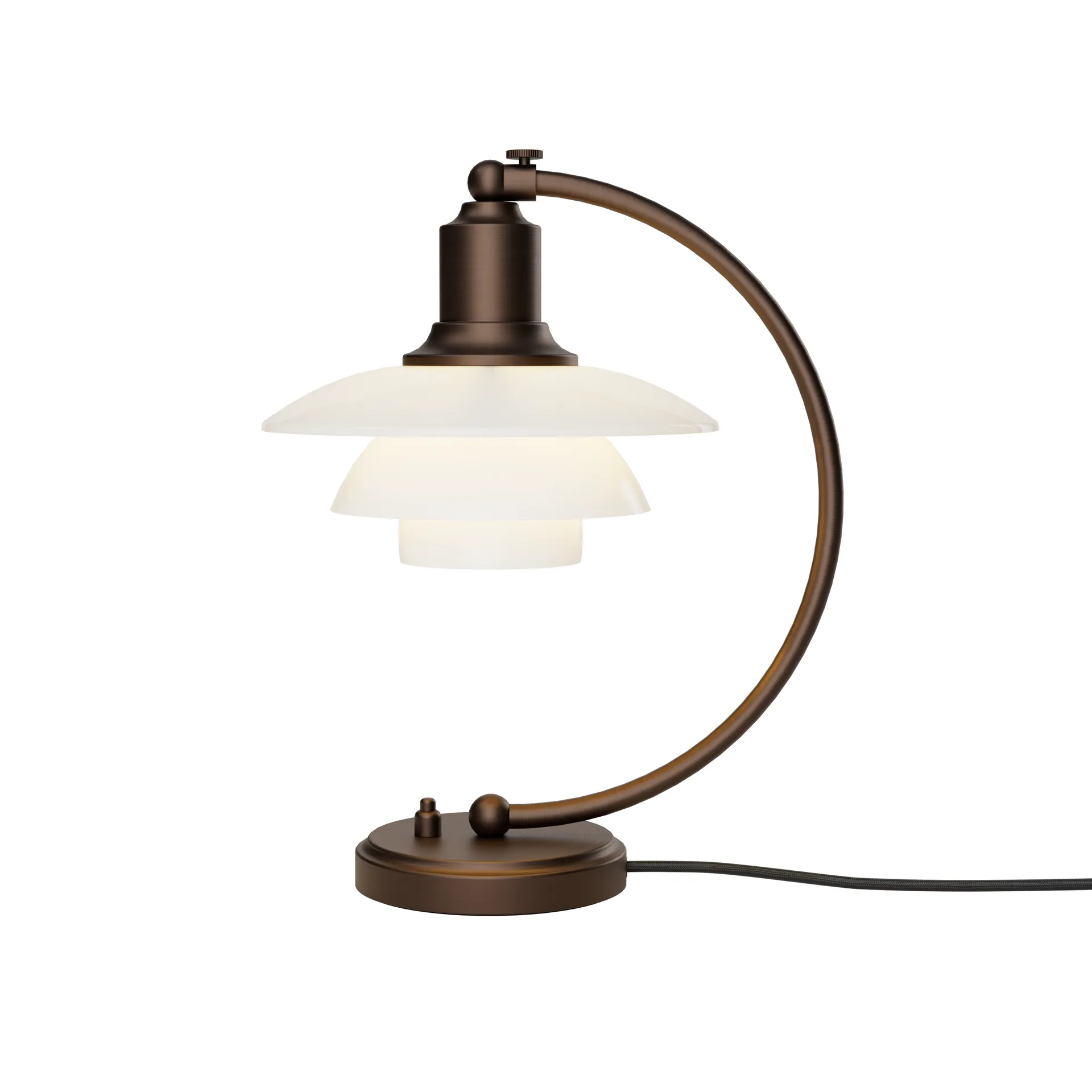 PH 2/2 Luna bordslampa, Aged brass-opalglas Louis Poulsen