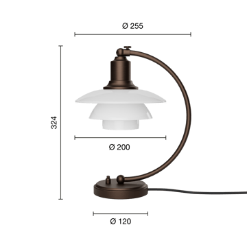 PH 2/2 Luna bordslampa  - Aged brass-opalglas - Louis Poulsen
