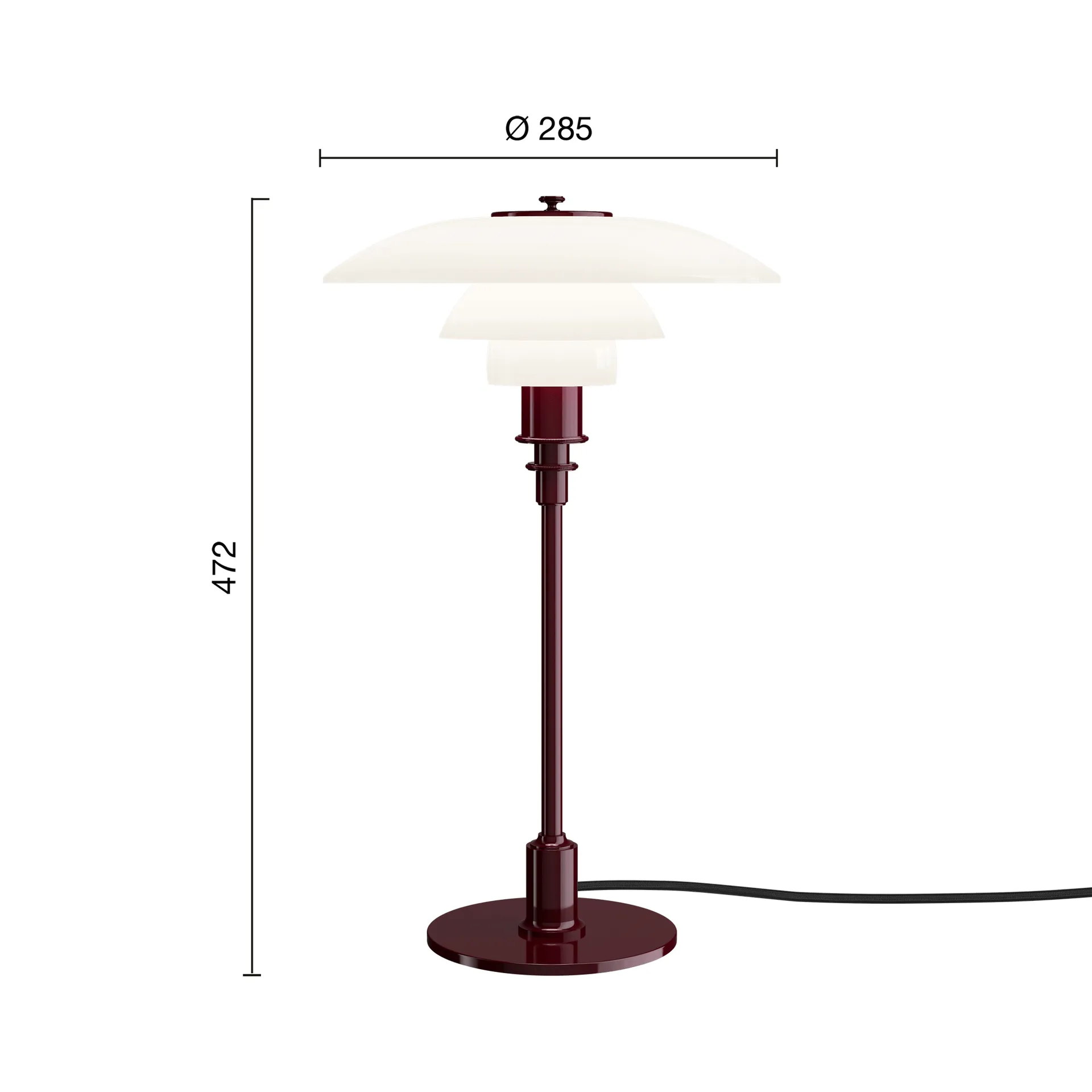 PH 3/2 bordslampa, Glossy burgundy Louis Poulsen