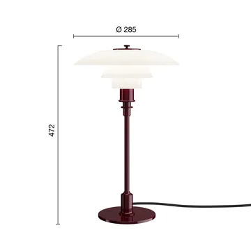 PH 3/2 bordslampa - Glossy burgundy - Louis Poulsen
