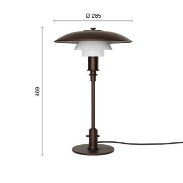 PH 3/2 Luna bordslampa - Aged brass-opalglas - Louis Poulsen