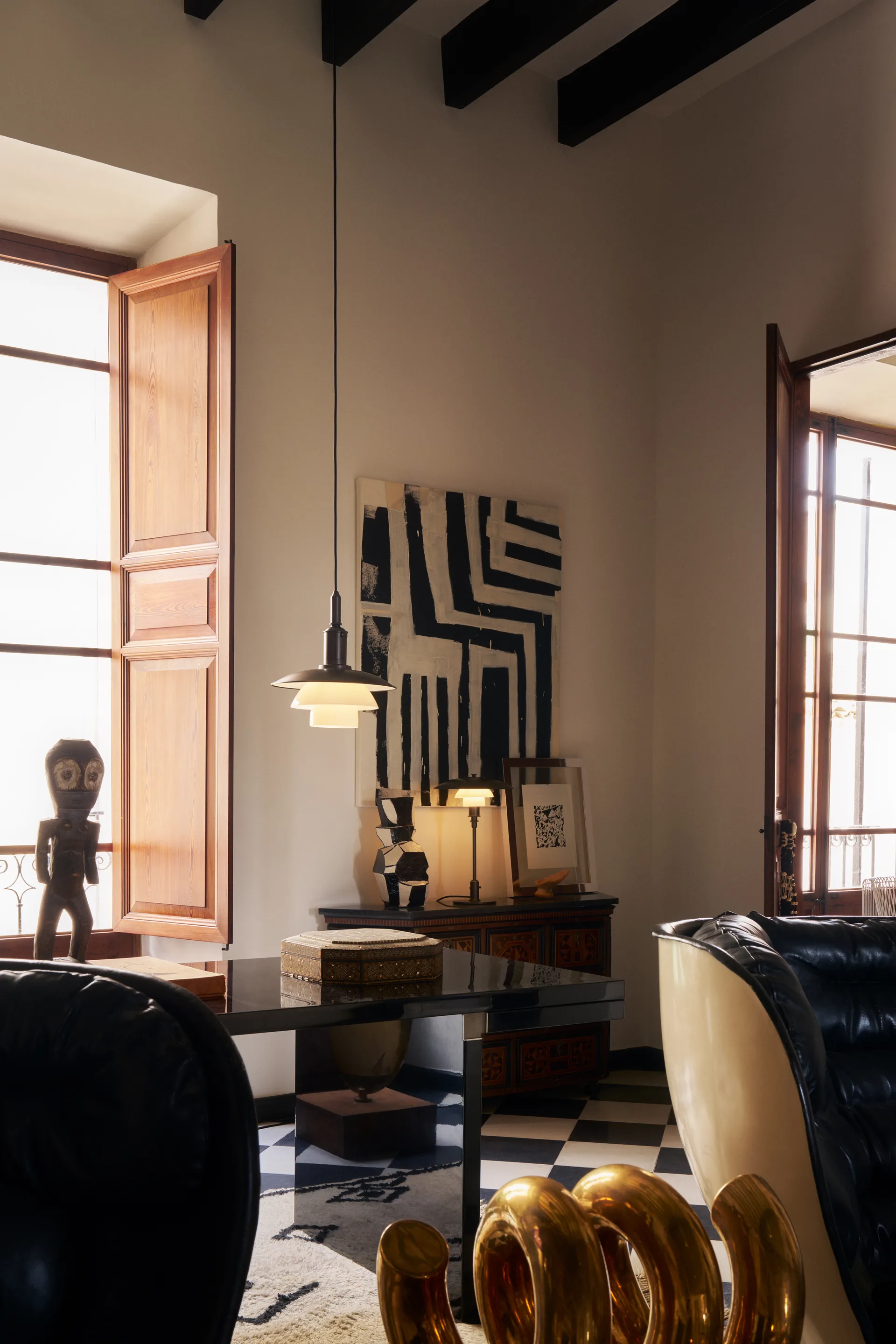 PH 3/3 Luna pendel, Aged brass-opalglas Louis Poulsen