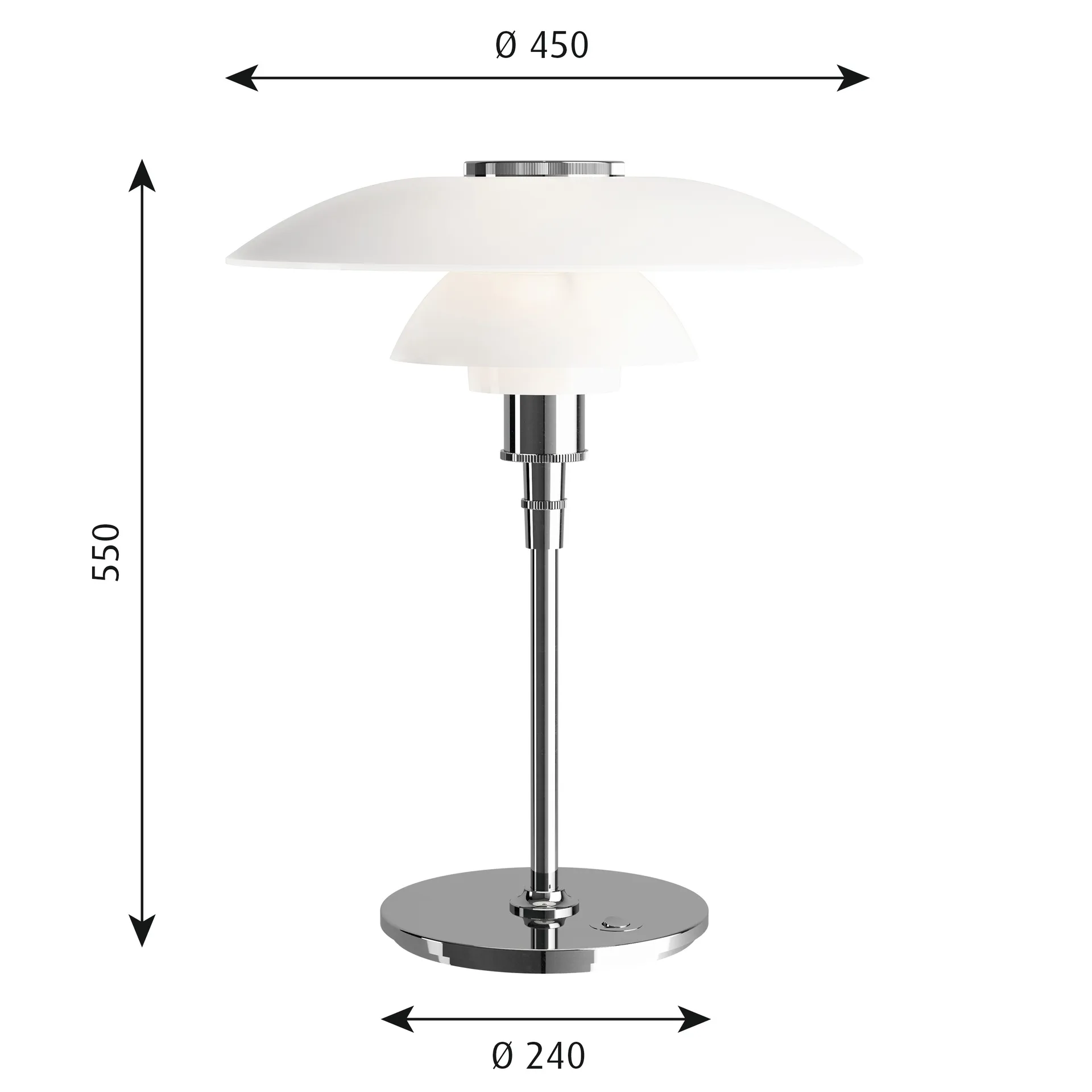 PH 4½-3½ bordslampa, Krom Louis Poulsen