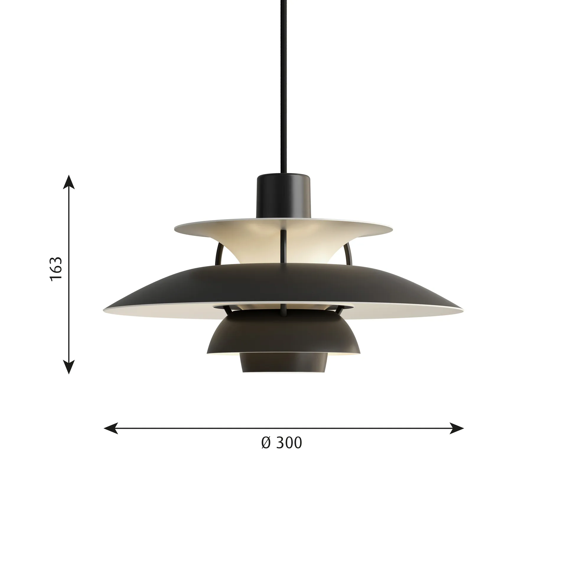 PH 5 pendel, Ø300, Monokrom svart Louis Poulsen
