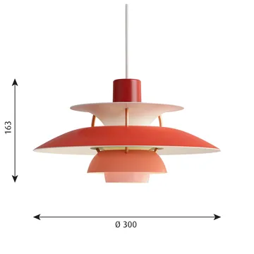 PH 5 pendel - Ø300, Röd - Louis Poulsen