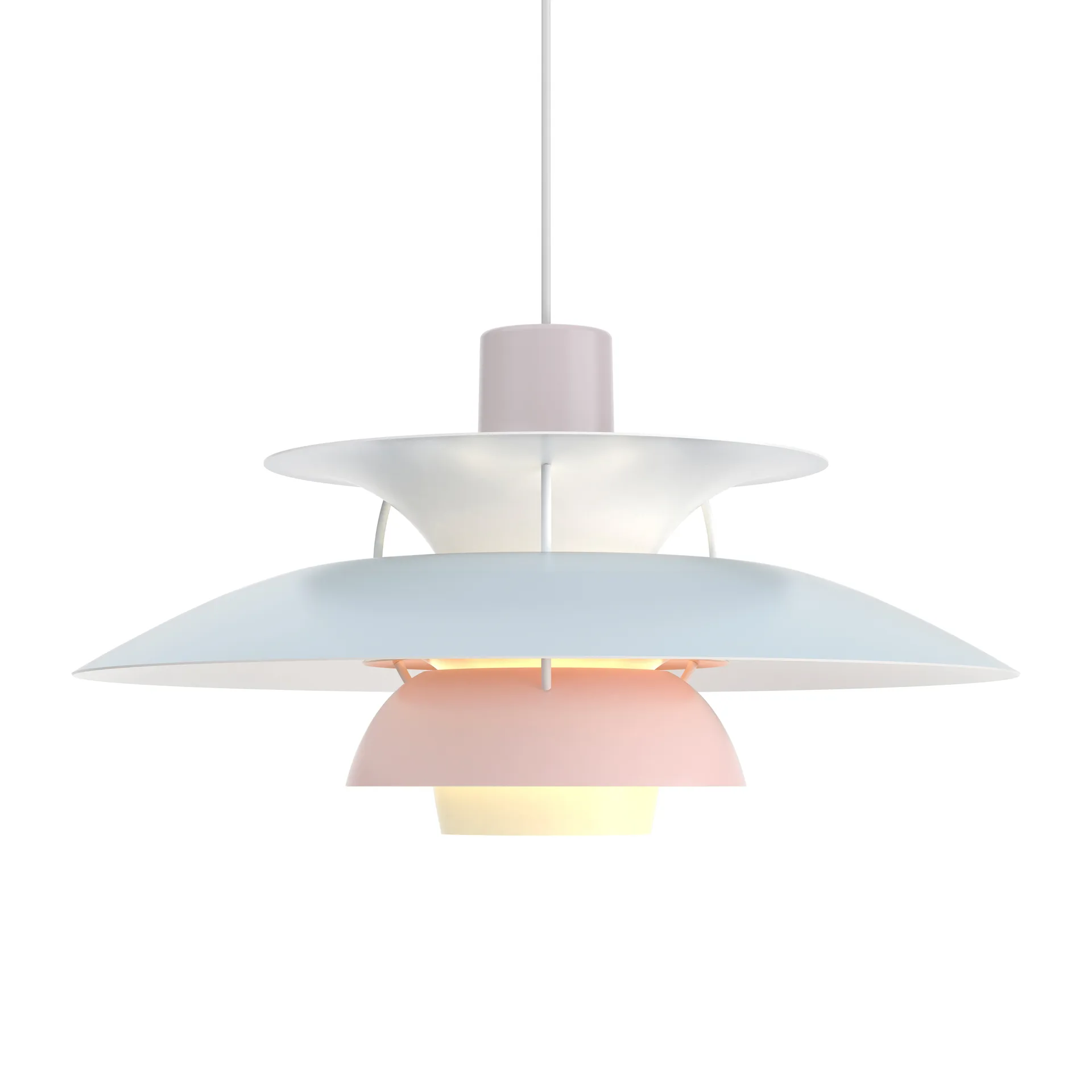 PH 5 pendel, Ø500, Pastel-ostrongrå-blå-rosa Louis Poulsen