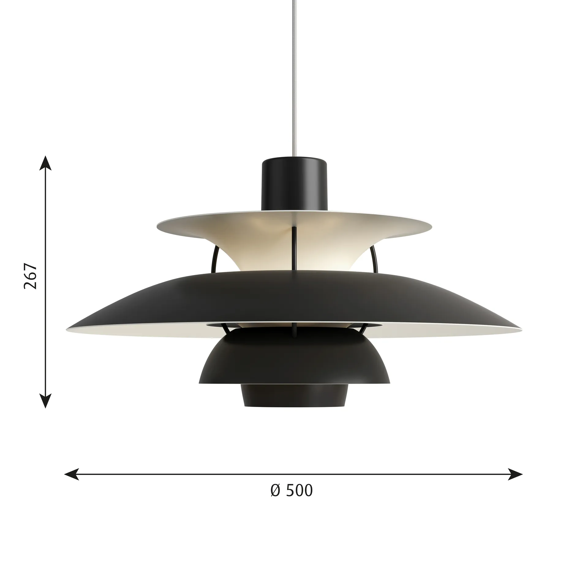 PH 5 pendel, Ø500, Svart Louis Poulsen