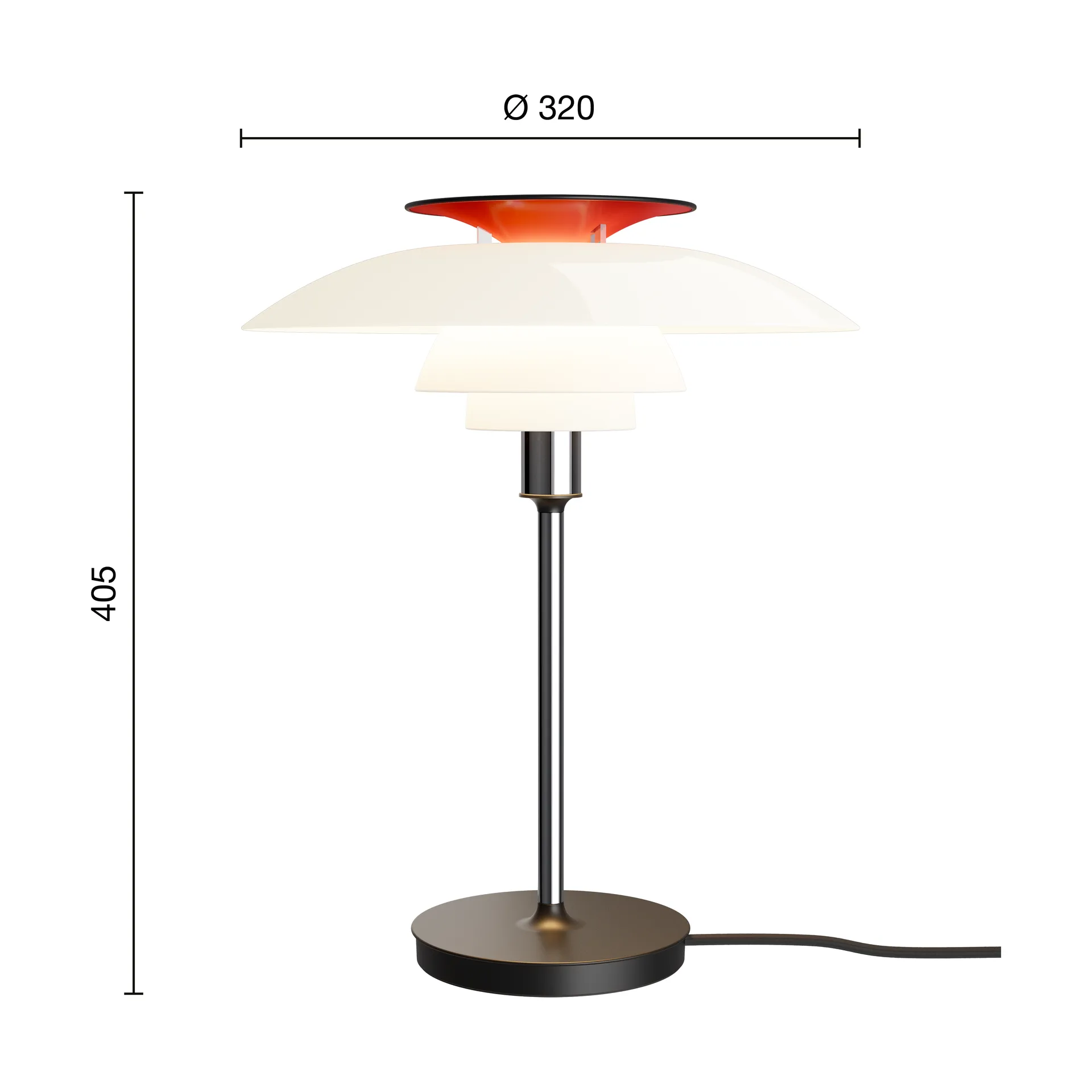 PH 80 bordslampa, Vit opal, krompläterad Louis Poulsen