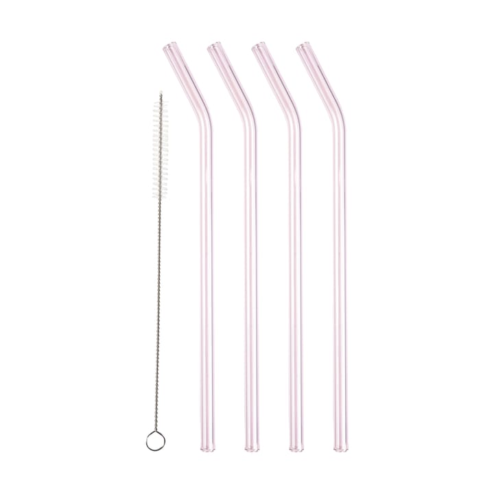 Lyngby Glas sugrör 21,5 cm 4-pack - Pink - Lyngby Glas