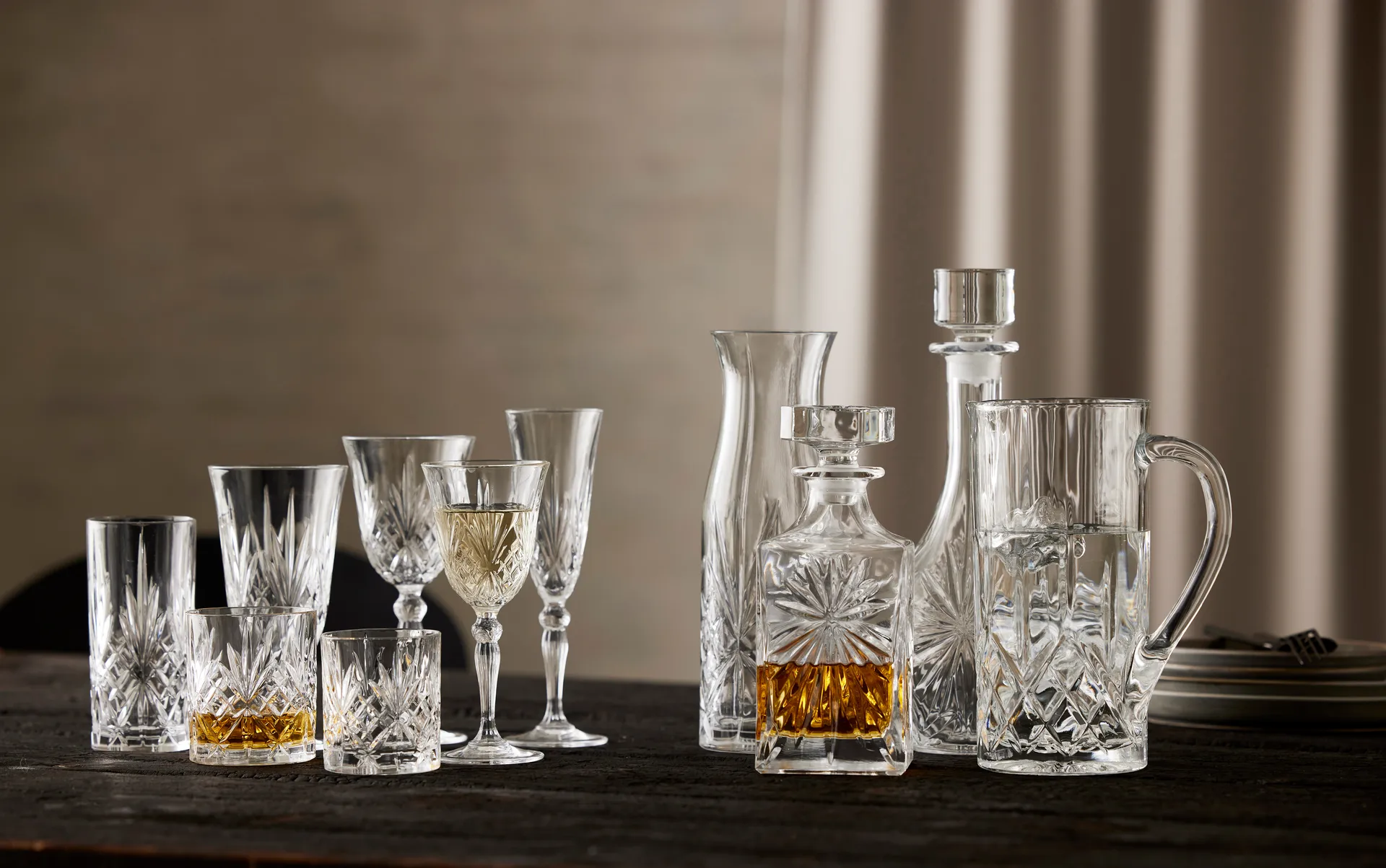 Melodia kanna och highballglas 7 delar, Kristall Lyngby Glas