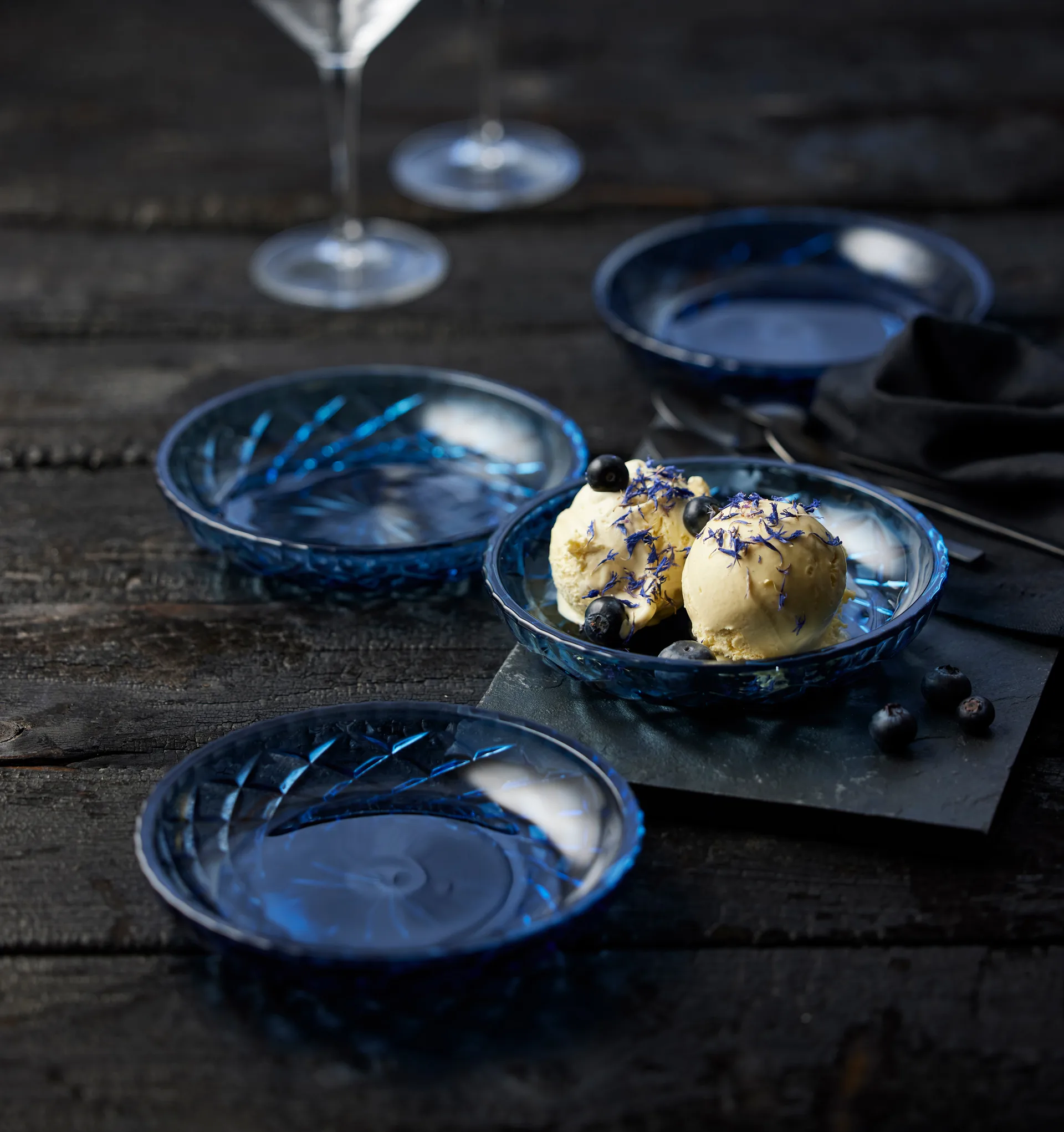 Sorrento assiett Ø16 cm 4-pack, Blå Lyngby Glas