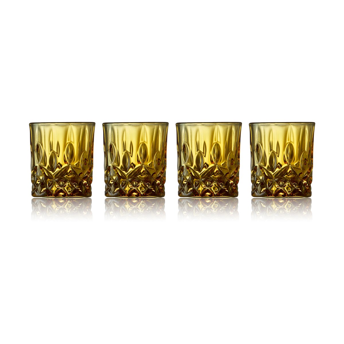 Lyngby Glas Sorrento shotglas 4 cl 4-pack Amber | Skandinavisk Design | Snapsglas | Brun