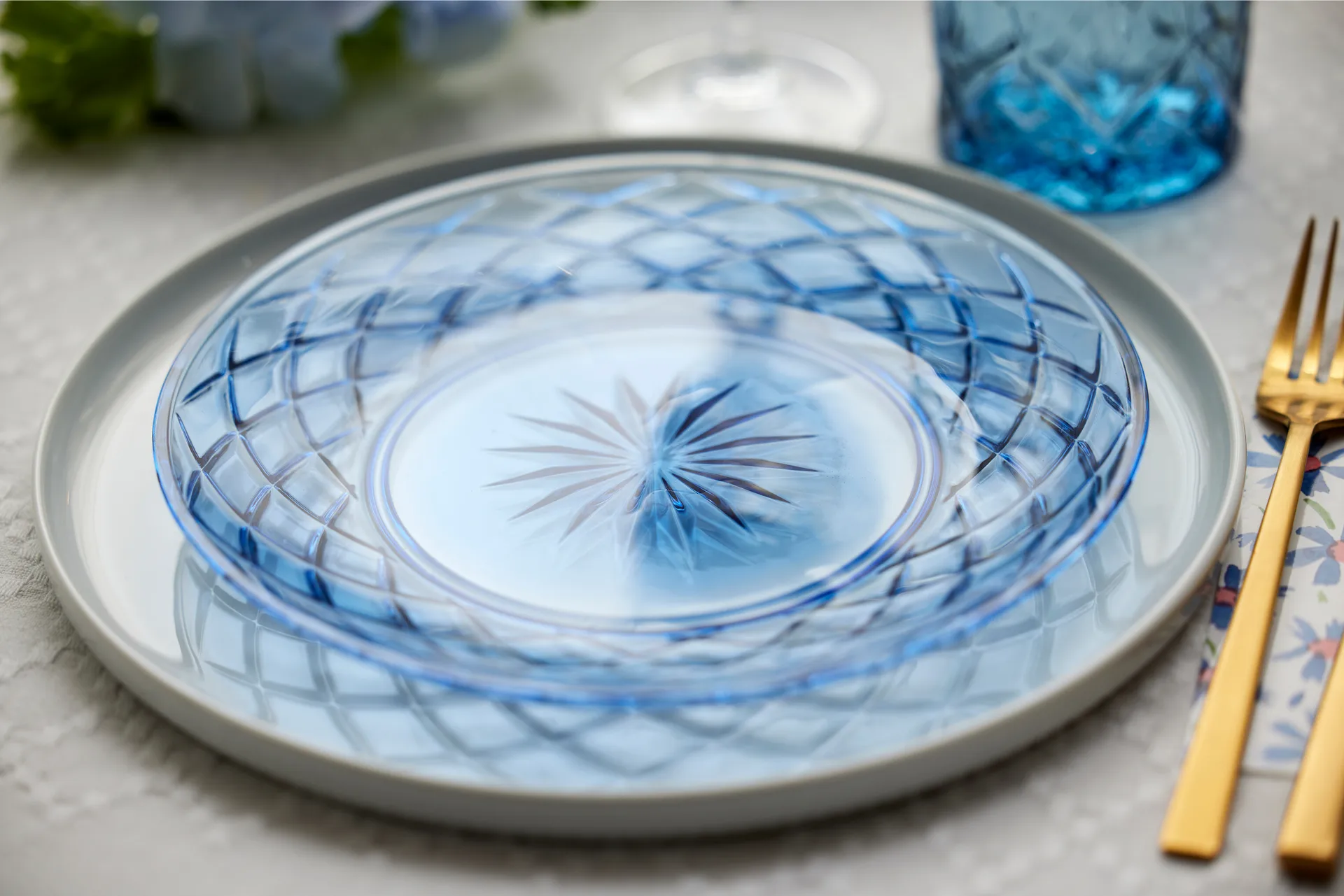 Sorrento tallrik Ø21 cm 4-pack, Blå Lyngby Glas