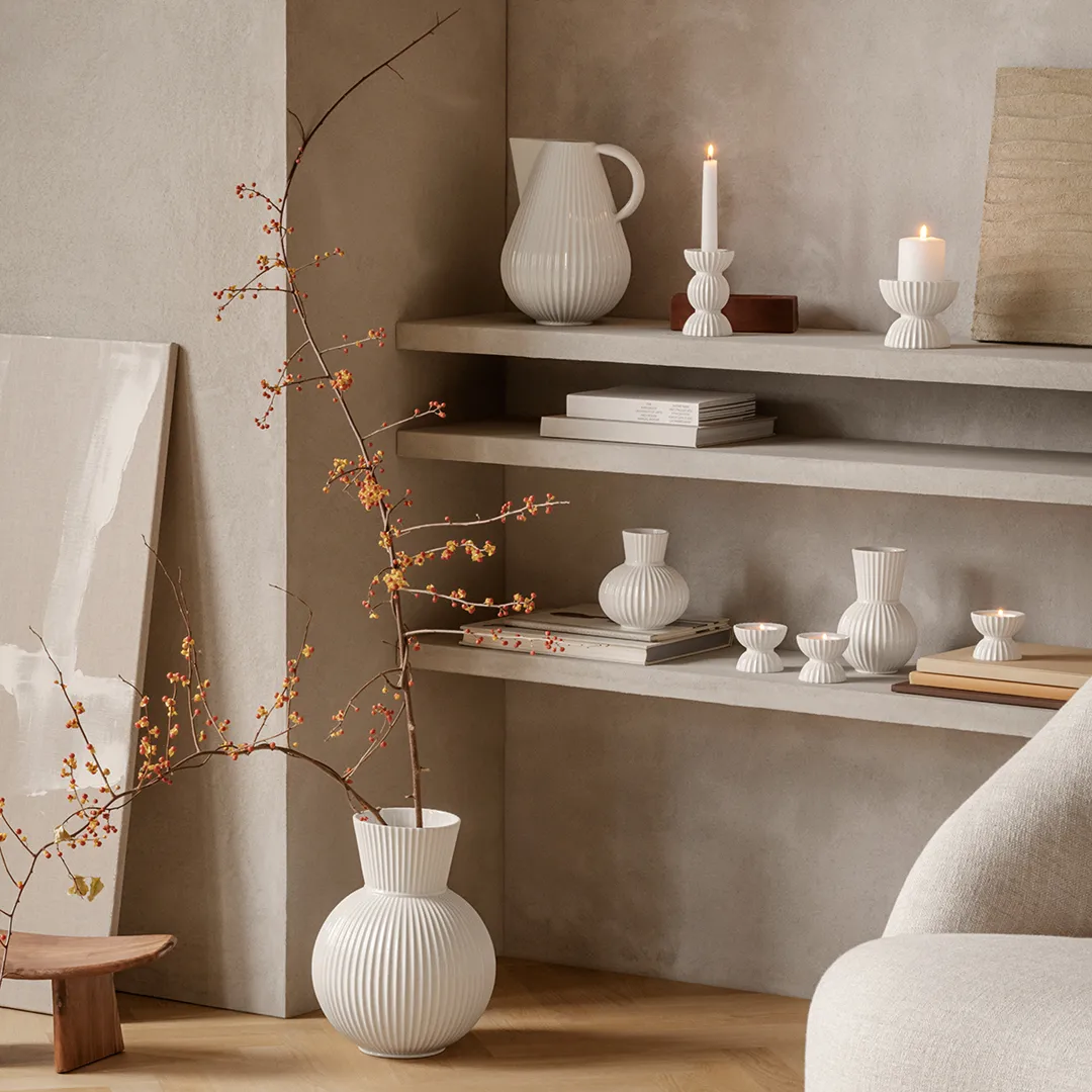 Lyngby Tura värmeljusstake Ø8 cm, Vit Lyngby Porcelæn