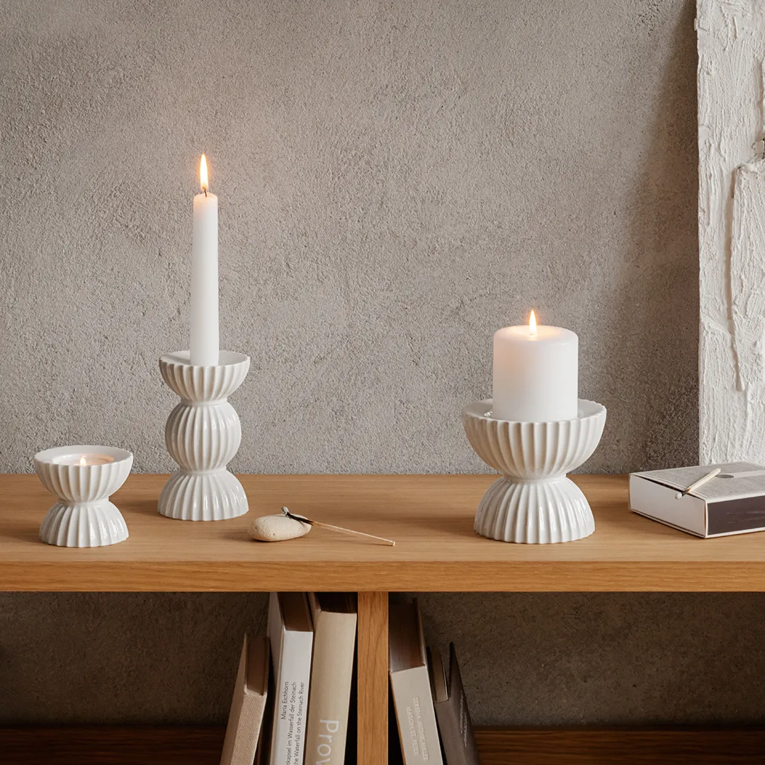Lyngby Tura värmeljusstake Ø8 cm, Vit Lyngby Porcelæn