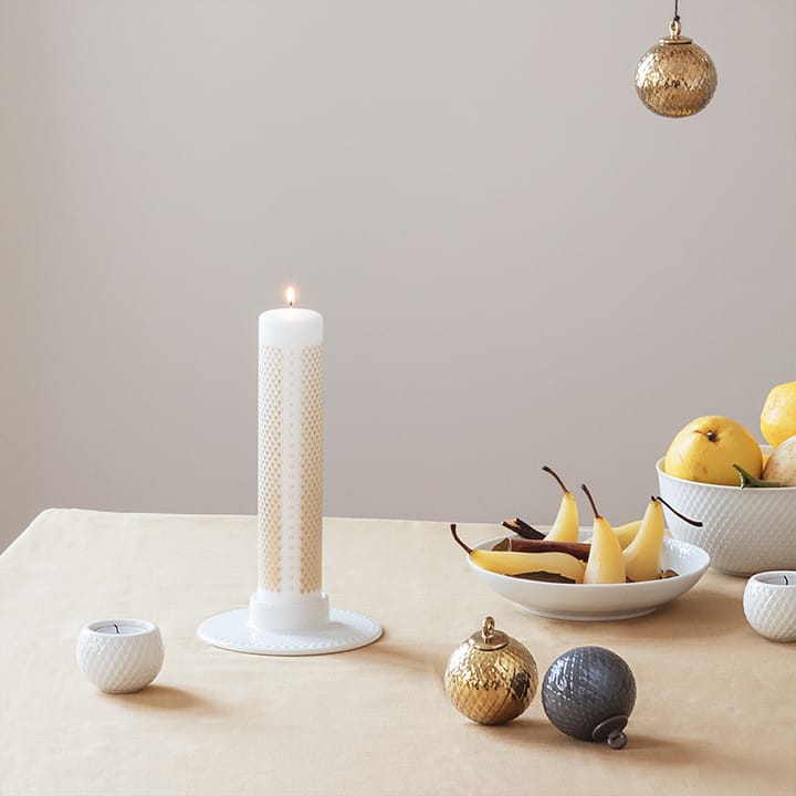 Rhombe blockljusstake, vit Lyngby Porcelæn