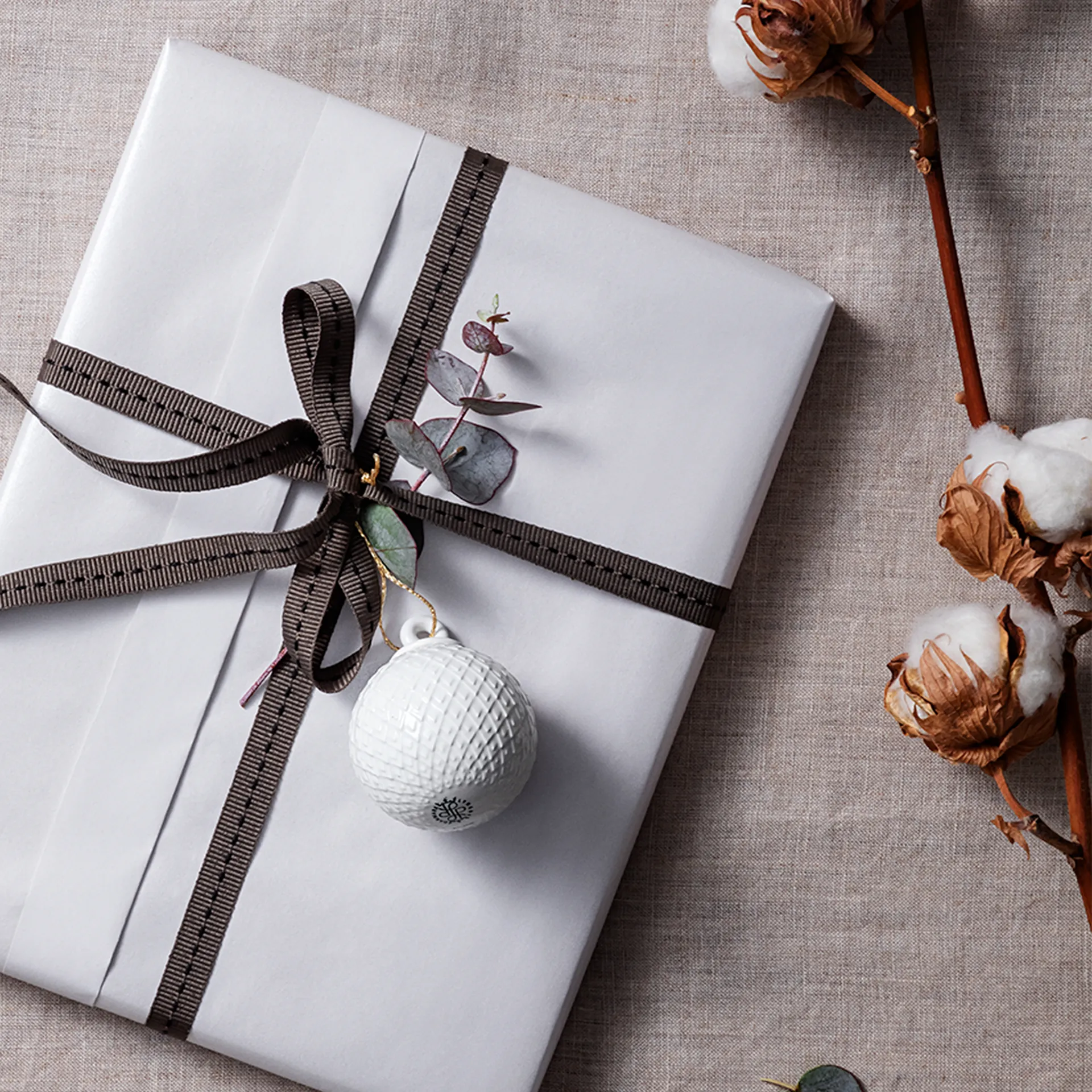 Rhombe dekorationskula Ø5 cm 2-pack, Vit Lyngby Porcelæn