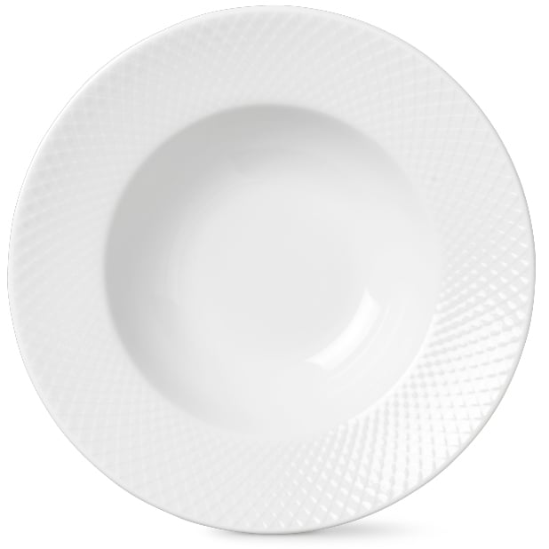 Lyngby Porcelæn Rhombe djup tallrik vit 24,5 cm | Skandinavisk Design | Djupa tallrikar | Vit