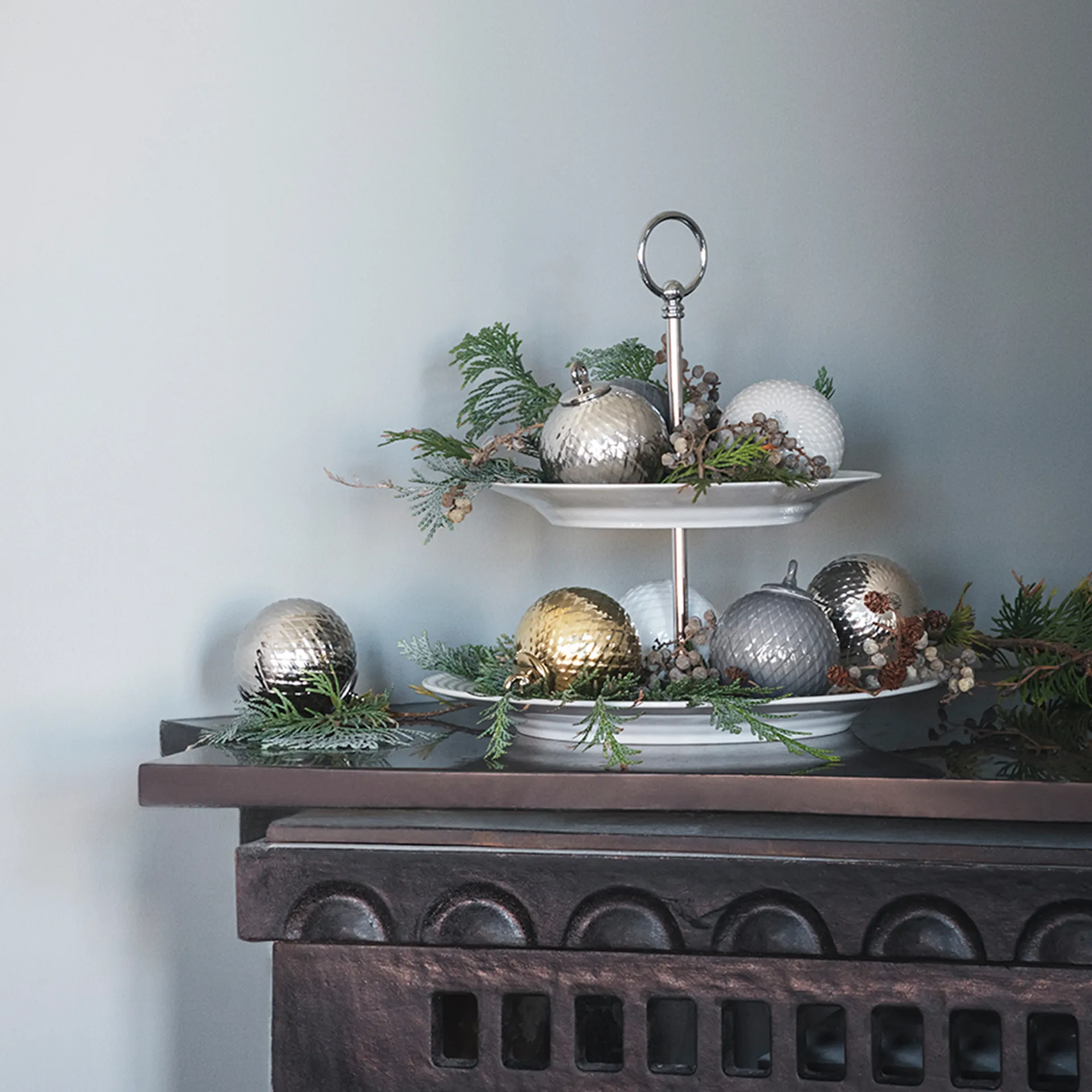 Rhombe julkula Ø7 cm, Guld Lyngby Porcelæn