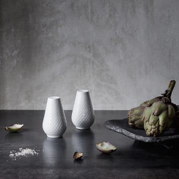 Rhombe salt & pepparset - Vit - Lyngby Porcelæn