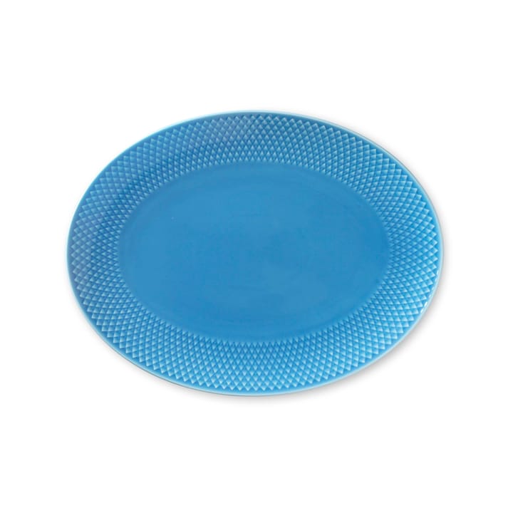 Rhombe serveringsfat ovalt 21,5x28,5 cm - Blå - Lyngby Porcelæn