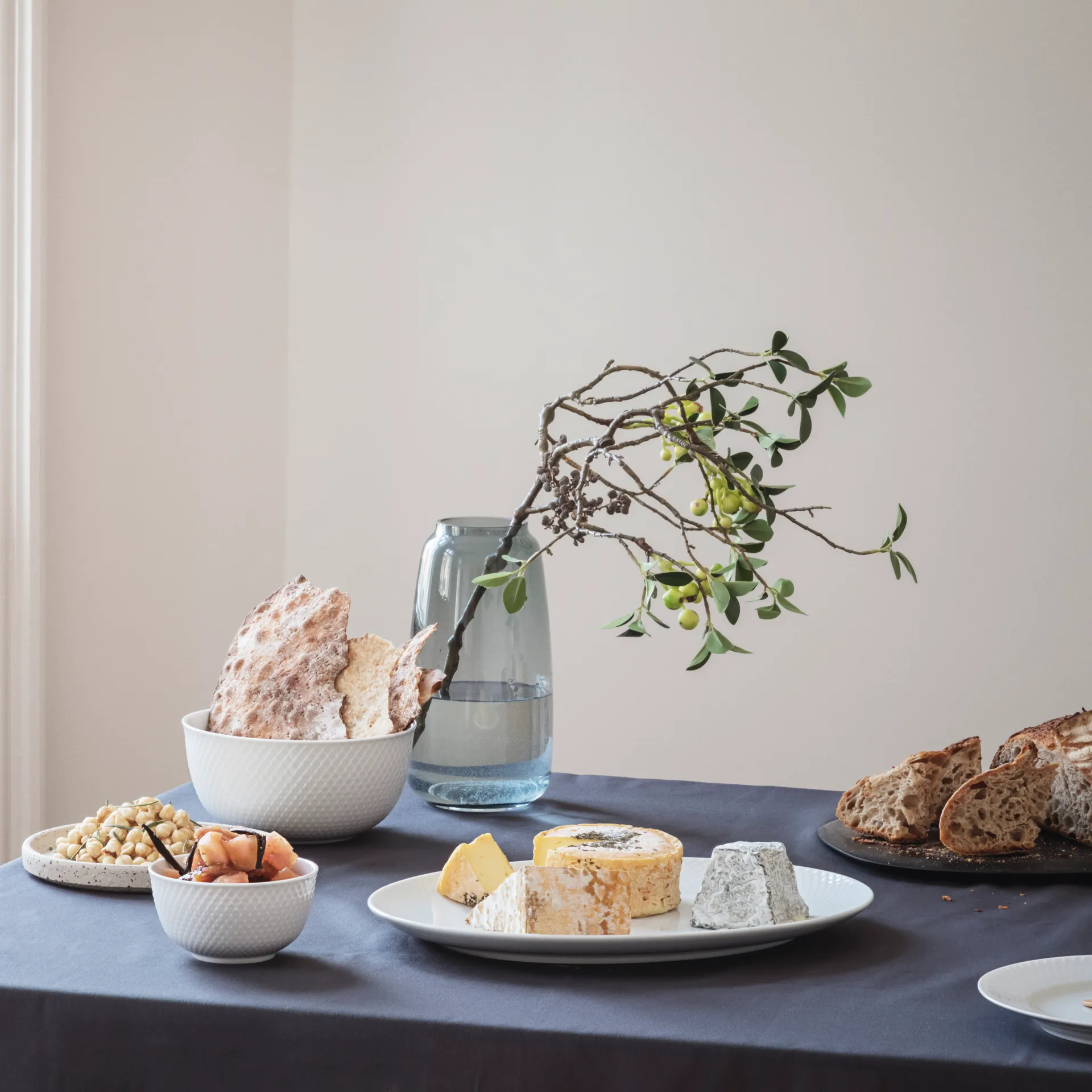 Rhombe serveringsskål Ø17,5 cm, vit Lyngby Porcelæn