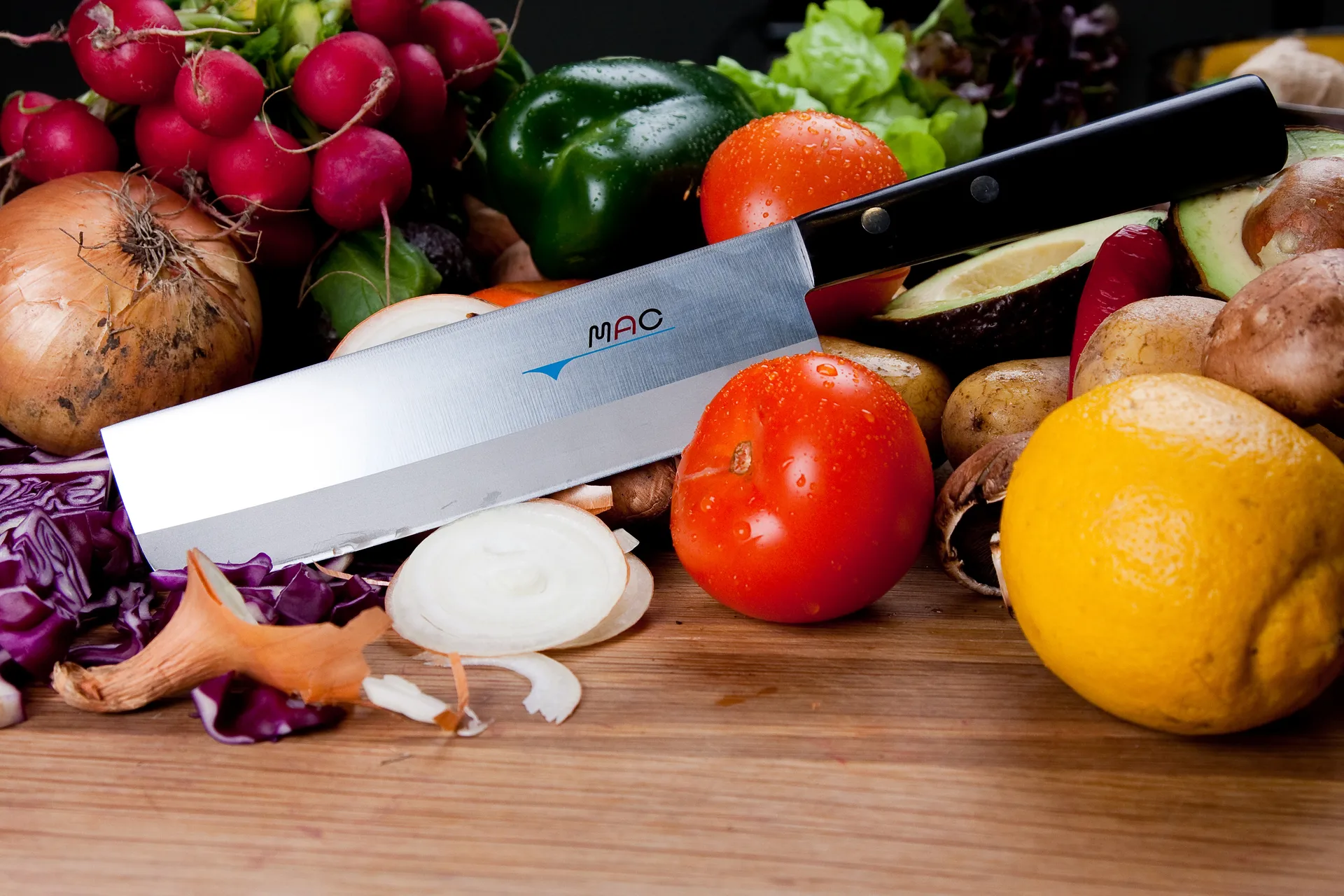 Mac grönsakshack Japanese trähandtag 17 cm, Svart MAC