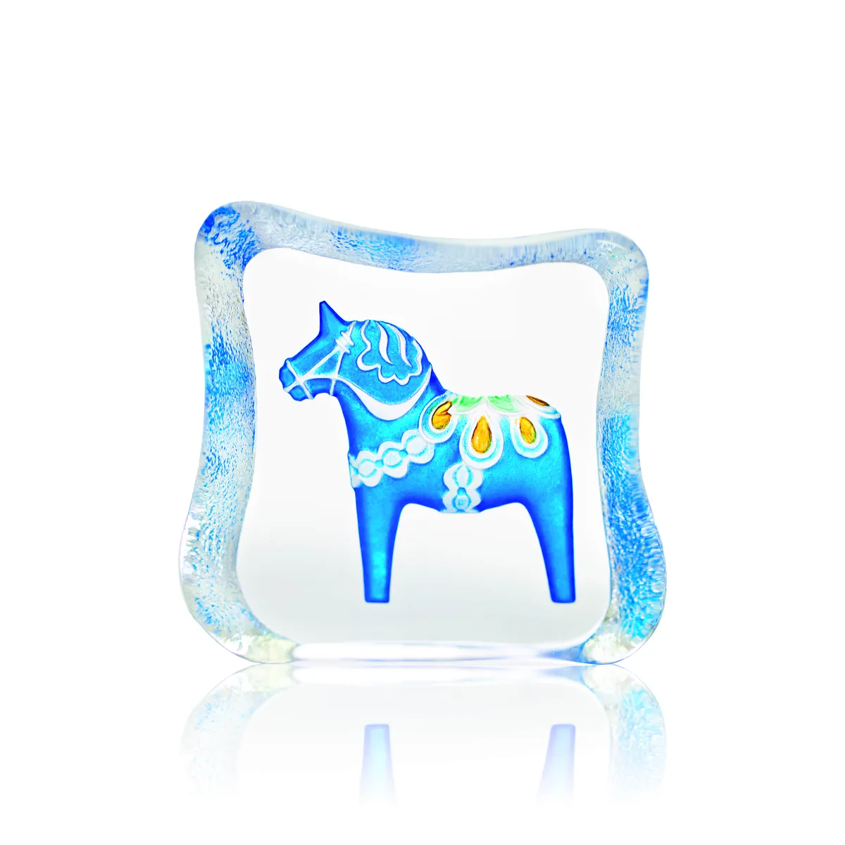 Målerås Glasbruk Dalahäst glasskulptur blå Liten