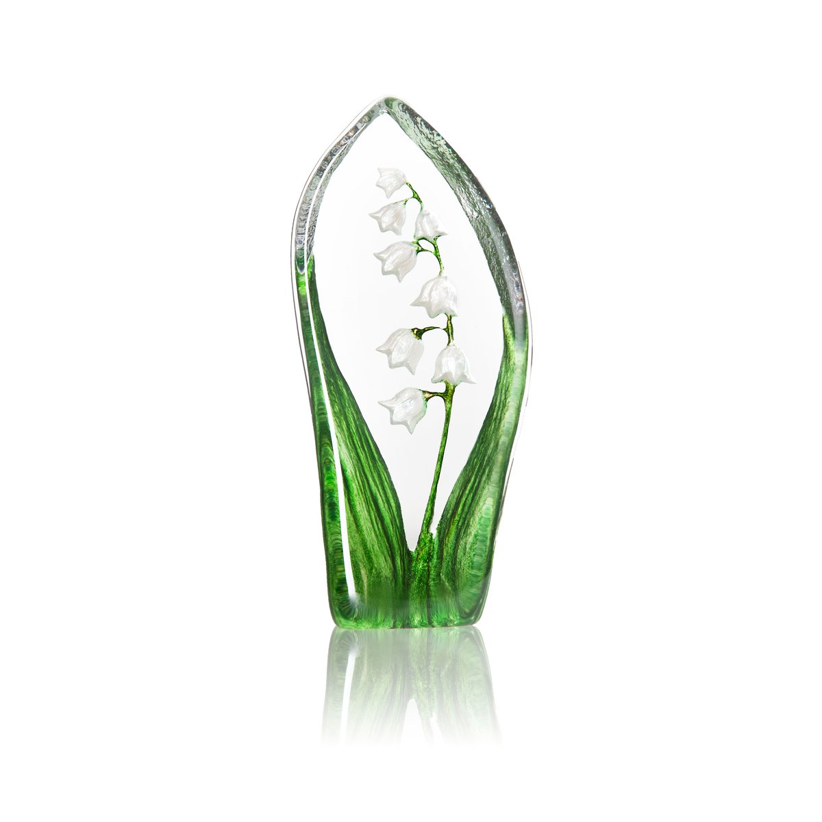 Målerås Glasbruk Liljekonvalj glasskulptur Vit | Skandinavisk Design | Konstglas | Transparent