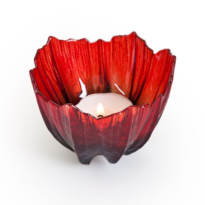 Poppy ljuslykta - Röd-svart - Målerås Glasbruk
