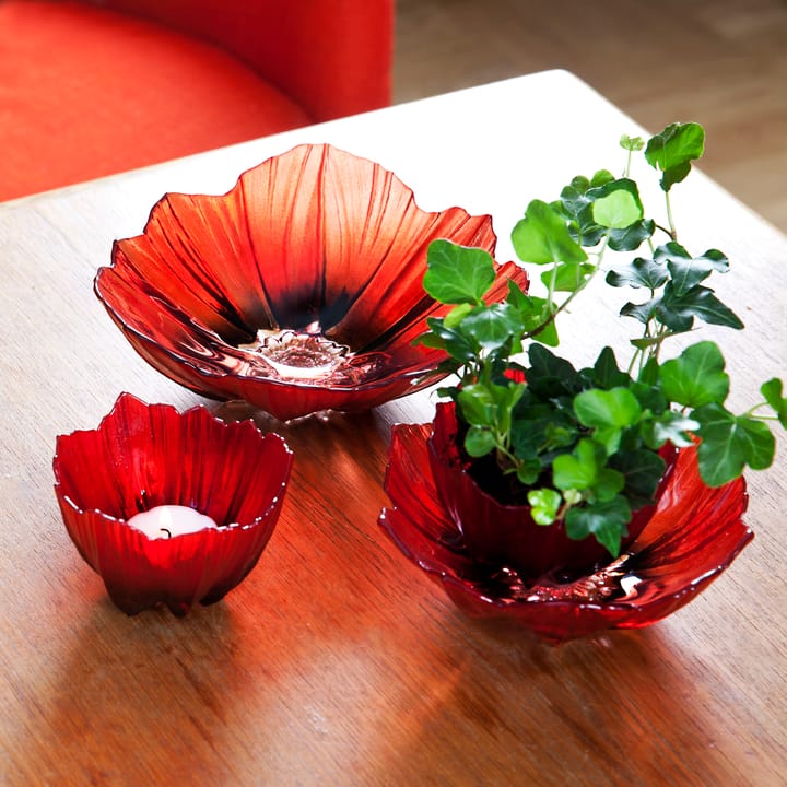 Poppy ljuslykta - Röd-svart - Målerås Glasbruk