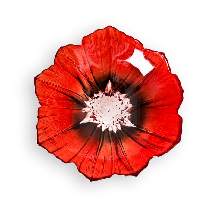 Poppy skål liten, Röd-svart Målerås Glasbruk