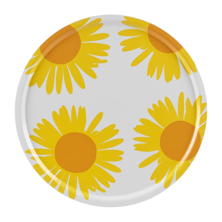 Auringonkukka bricka Ø65 cm - Gul-vit - Marimekko