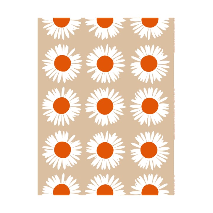 Auringonkukka tyg för utomhusbruk, Beige-Off white-tomato red Marimekko