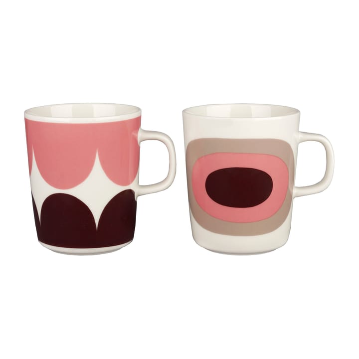 Härkä & Melooni mugg 25 cl 2 pack - White-darkwine-powder-clay - Marimekko