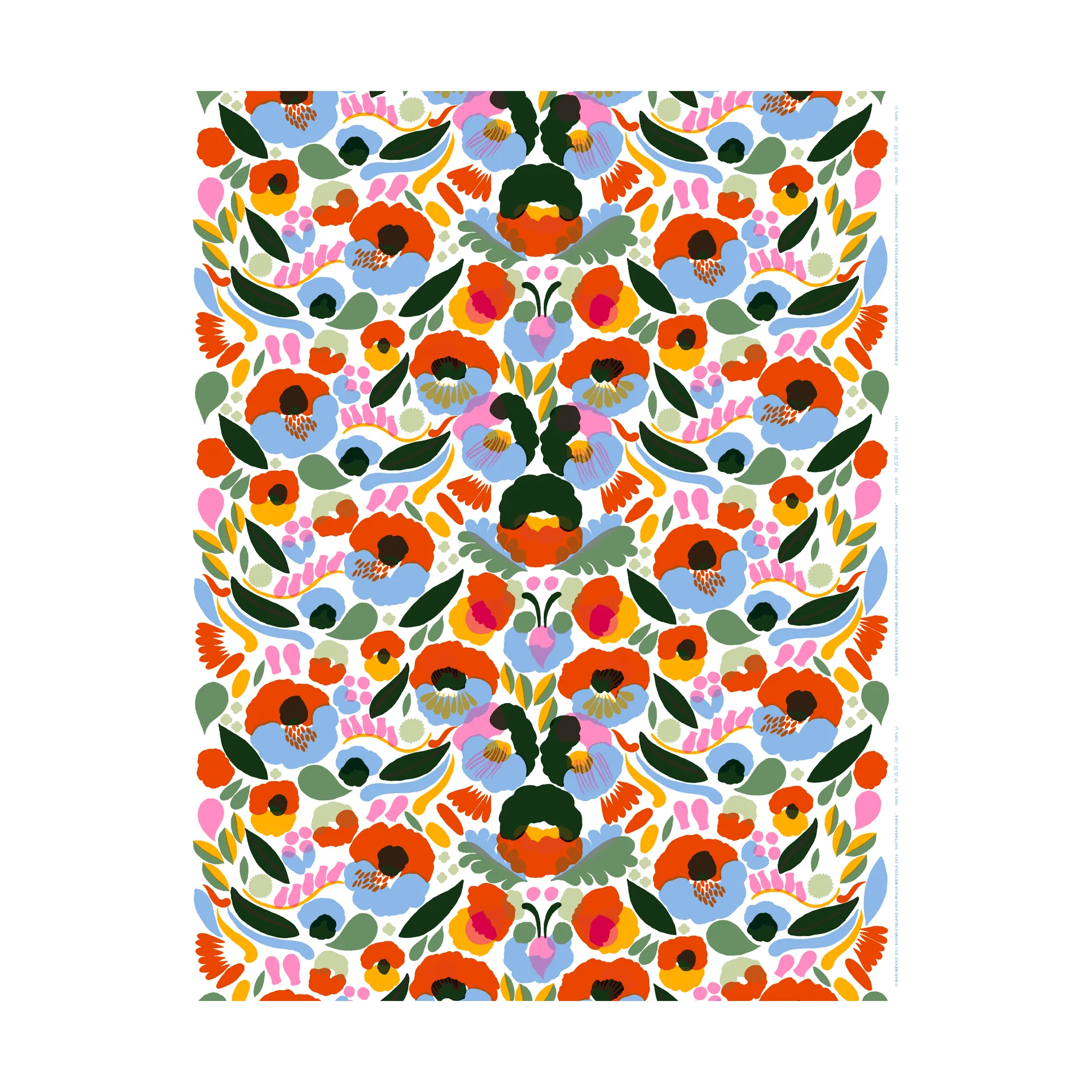 Hattarakukka tyg, Röd Marimekko