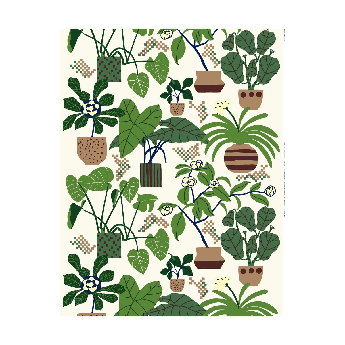 Marimekko Ikkunaprinssi tyg Off-white-green-brown | Skandinavisk Design | Tyger & Metervaror | Grön