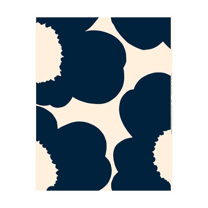 Iso Unikko tyg bomullssatin, Cotton-dark navy Marimekko
