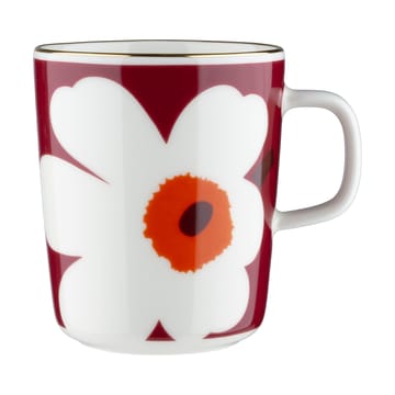 Juhla Unikko mugg 25 cl 2-pack - White-burgundy-gold - Marimekko