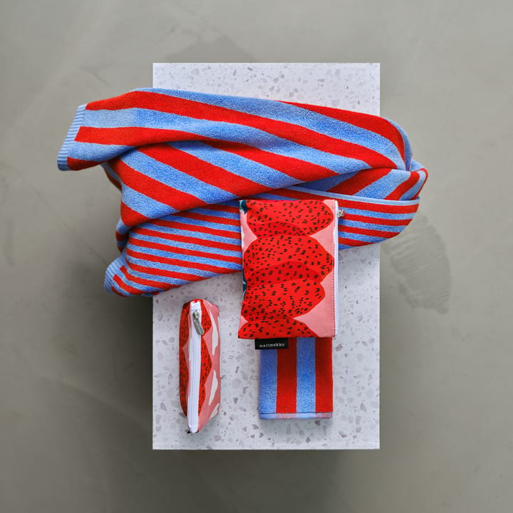 Kaksi Raitaa handduk blå-röd - 70x150 cm - Marimekko