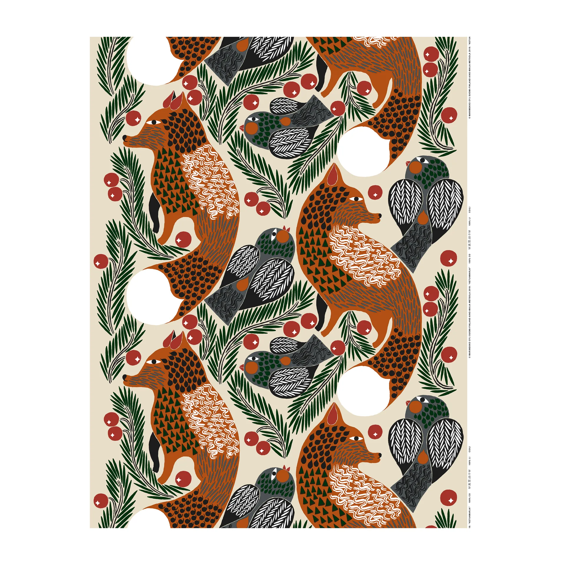 Ketunmarja tyg, Beige-brun Marimekko